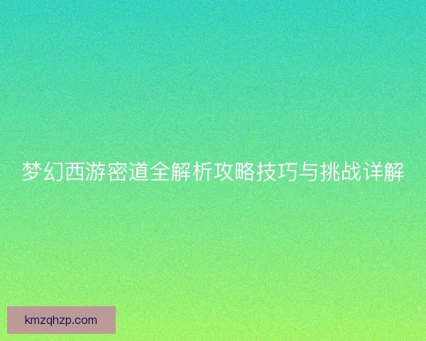 梦幻西游密道全解析攻略技巧与挑战详解