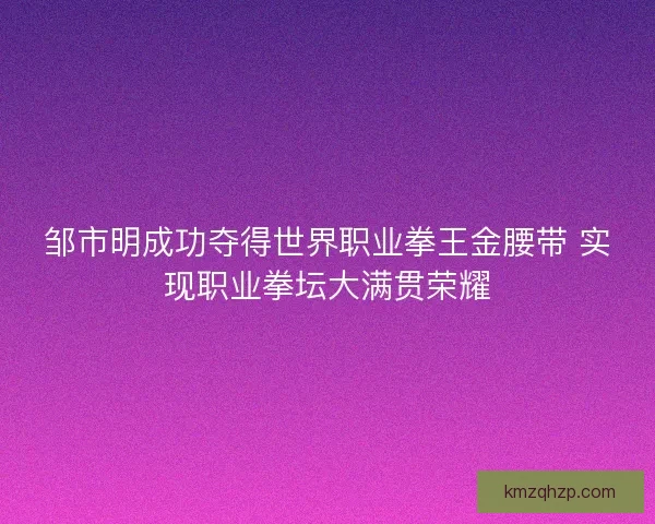 邹市明成功夺得世界职业拳王金腰带 实现职业拳坛大满贯荣耀
